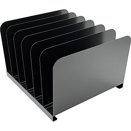 Huron Vertical Desk Organizer, 6 Compartment(s), Vertical, 8"H x 11"W x 12"D, Durable, Black, Steel
