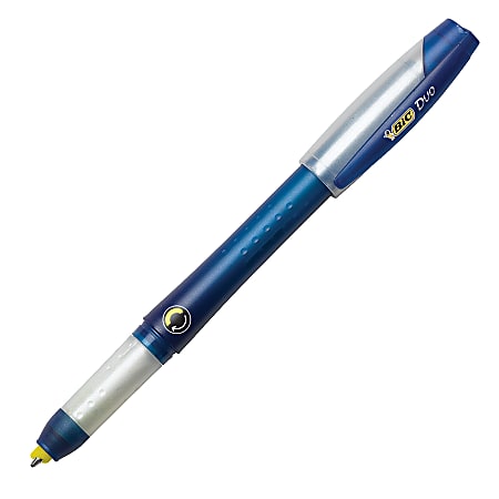 BIC® Duo™ Ballpoint Pen/Highlighter, 1.0 mm, Medium Point, Blue Barrel, Blue Ink