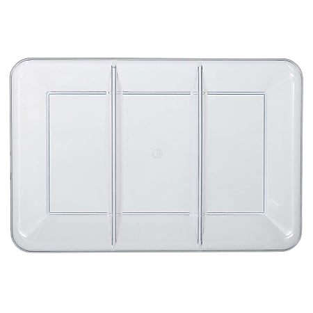 Amscan Plastic Rectangular Sectional Trays, 9" x 14-1/4", Clear, Pack Of 5 Trays