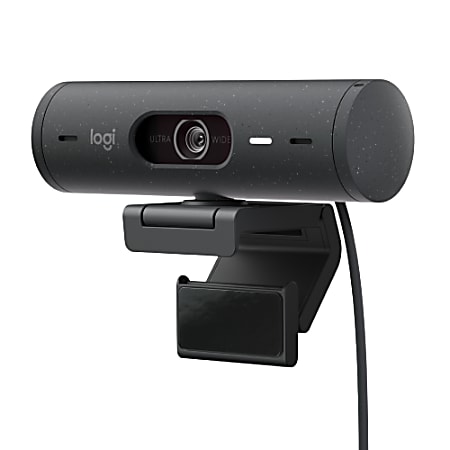 Logitech® Brio 500 Full HD Webcam, 1-1/4”H x 4-5/16”W x 1-1/4”D, Graphite, 960-001493