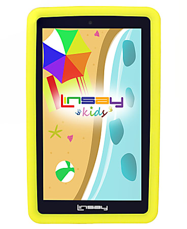Linsay 7" Tablet, 2GB Memory, 64GB Storage, Android 13, Yellow Kids Case