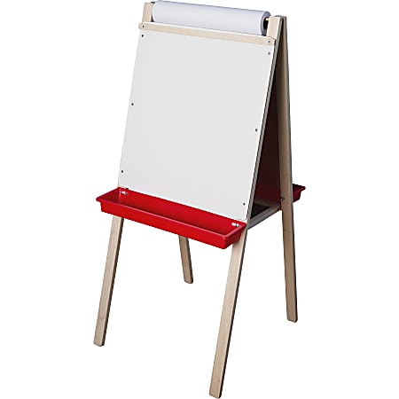 Flipside Non-Magnetic Dry-Erase Whiteboard/Paper Roll Child's Easel, 44" x 24", Wood Frame With Pine Finish
