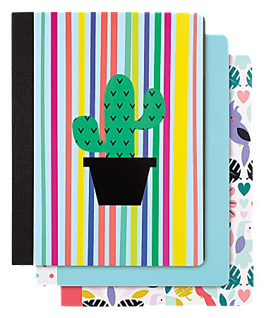 Divoga® Composition Notebook, Parrot Jungle Collection, 9 3/4" x 7", 1 Subject, Wide Ruled, 160 Pages (80 Sheets), Assorted Colors