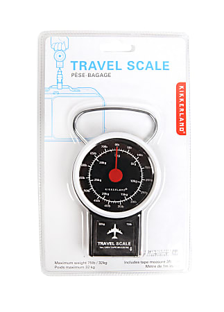 Kikkerland Design Inc. Travel Luggage Scale, 7 1/2"H x 3 3/16"W x 1 5/16"D, Black