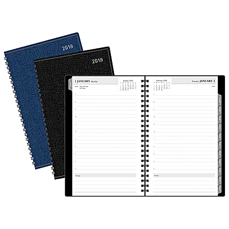 Office Depot® Brand Daily Planner, 5" x 8", 30% Recycled, Assorted Colors, January to December 2018 (OD000110-18)