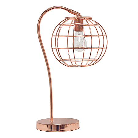 Lalia Home Arched Metal Cage Table Lamp, 20"H, Rose Gold