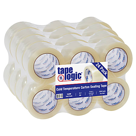 Tape Logic® #6651 Cold Temperature Tape, 3" Core, 3" x 110 Yd., Clear, Case Of 24