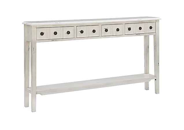 Powell Southam 4-Drawer Long Console Table, 35"H x 60"W x 10"D, Cream