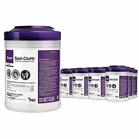 PDI Super Sani-Cloth Germicidal Disposable Wipes, Pack Of 12 Wipes