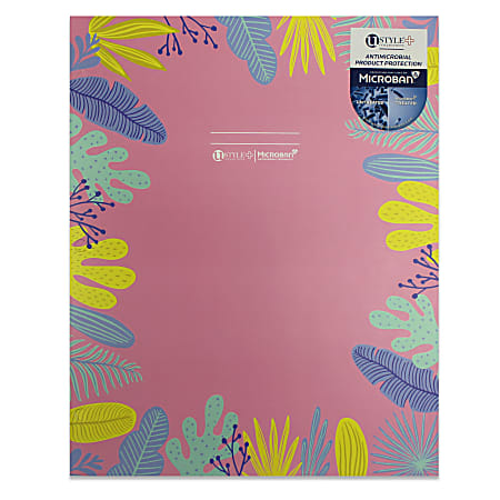 Microban Professional U Style 2 Pocket Paper Folder With Microban Antimicrobial Protection, 9 9/16" x 11 11/16", Pink/Tropical