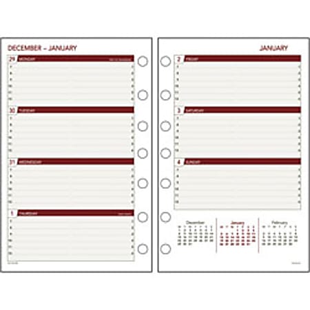 Day Runner® Express® 60% Recycled Planning Pages, 5 1/2" x 8 1/2", 2 Pages Per Month, January-December 2014
