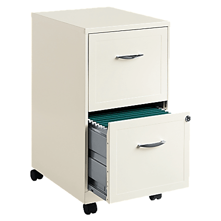 Lorell® 18"D Vertical 2-Drawer Mobile File Cabinet, Metal, Pearl White