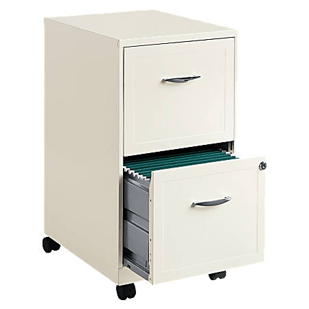 Lorell® 18"D Vertical 2-Drawer Mobile File Cabinet, Pearl White