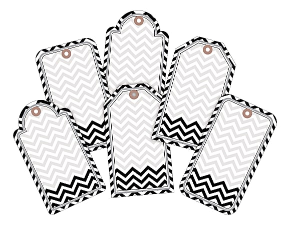 Barker Creek Accents, Double-Sided, Chevron Black/White, Pack Of 72