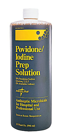 Medline Povidone Iodine Prep Solutions, 32 Oz, Pack Of 12