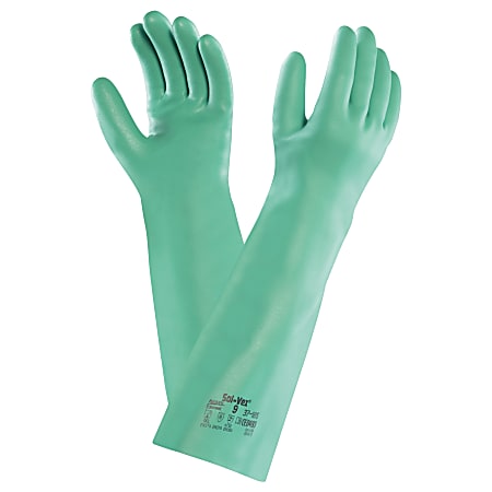 Ansell Pro Sol-Vex® Nitrile Gloves, Size 9, Medium, Green