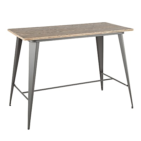 LumiSource Oregon Counter Table, 35-1/4"H x 48"W x 24"D, Gray/Bamboo