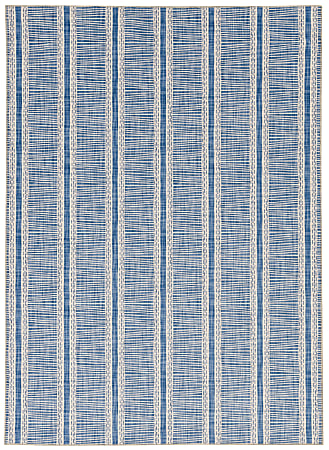 Linon Washable Area Rug, 3' x 5', Collin Ivory/Blue