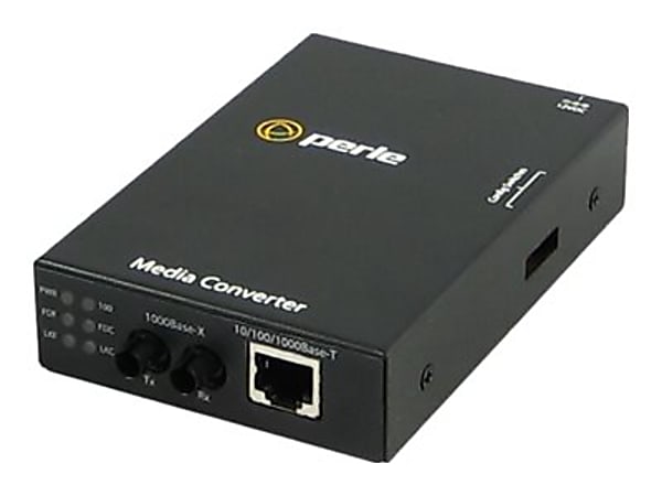 Perle S-1110-S2ST10-XT - Fiber media converter - GigE - 10Base-T, 1000Base-LX, 1000Base-LH, 100Base-TX, 1000Base-T - RJ-45 / ST single-mode - up to 6.2 miles - 1310 nm