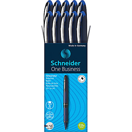 Rediform® Schneider One Business Rollerball Pens, Medium Point, 0.6 mm, Blue Barrels, Blue Ink, Pack Of 10 Pens
