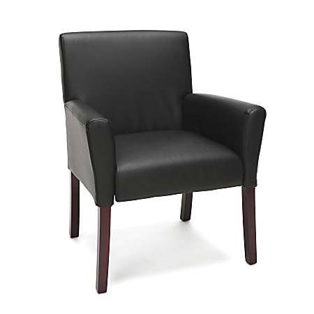 Essentials By OFM Armed Bonded Leather Guest Chair, Black