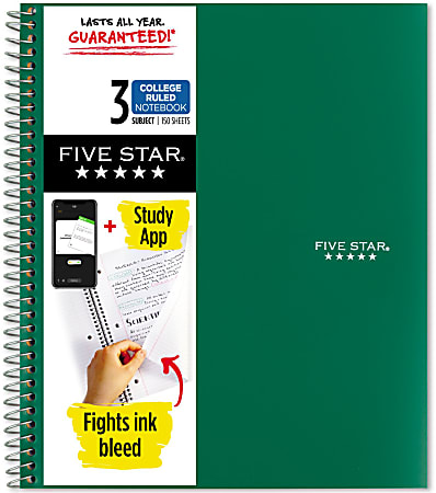 Five Star® Wirebound Notebook Plus Study App, 8-1/2”