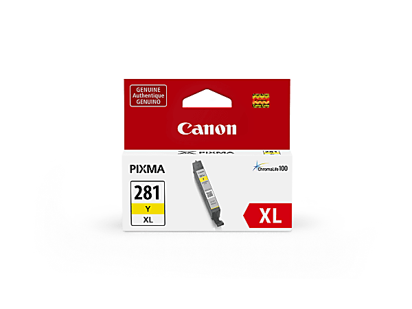 Canon® CLI-281 ChromaLife 100+ High-Yield Yellow Ink Tank, 2036C001
