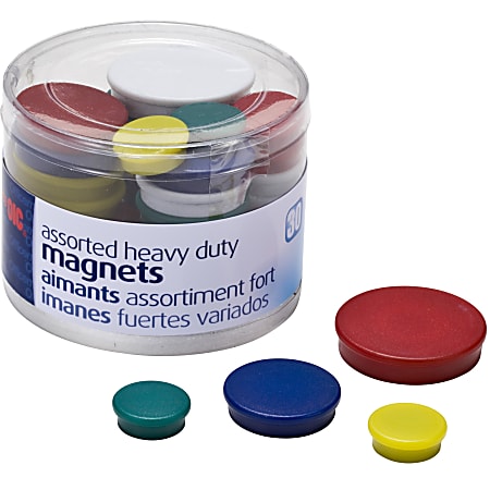 Officemate Heavy-Duty Magnets, Assorted Colors, Pack Of 30