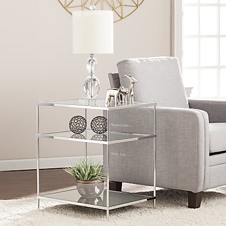 SEI Furniture Knox Glam Mirrored Side Table, Rectangular,