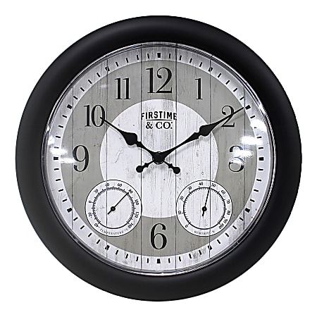 FirsTime & Co.® Summer Cottage Outdoor Wall Clock, Satin Black