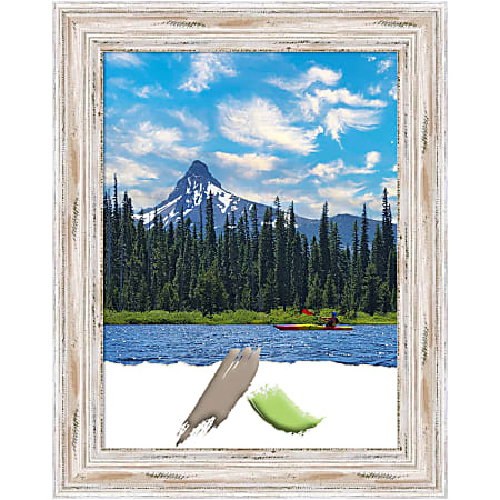 Amanti Art Rectangular Wood Picture Frame, 23” x 29”, Matted For 18” x 24”, Alexandria White Wash