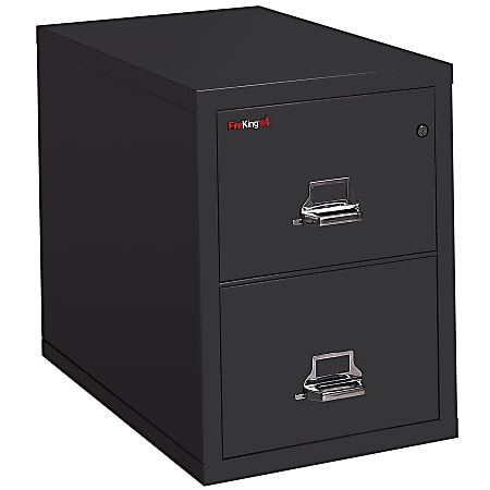 FireKing® UL 1-Hour 31-5/8"D Vertical 2-Drawer Letter-Size Fireproof File Cabinet, Metal, Black, White Glove Delivery