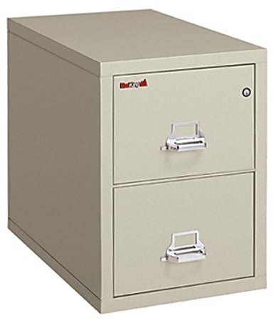 FireKing® UL 1-Hour 31-5/8"D Vertical 2-Drawer Legal-Size File Cabinet, Metal, Parchment, White Glove Delivery