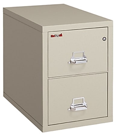 FireKing® UL 1-Hour 31-5/8"D Vertical 2-Drawer Legal-Size Fireproof File Cabinet, Metal, Parchment, White Glove Delivery