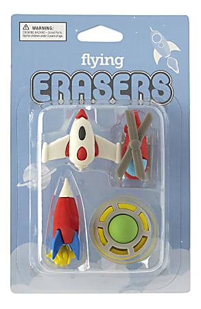 Office Depot&reg; Brand Fun Erasers, Assorted Flying Shapes, Pack Of 4 Erasers