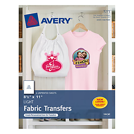 Avery Iron-on Transfer Paper - Letter - 8.50" x 11" - Matte - 6 / Pack - Clear