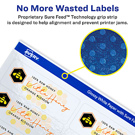 Avery 7278236449 Glossy Labels With Sure Feed - Office Depot