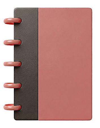 TUL® Mini Discbound Notebook With Soft-Touch Cover, Narrow Ruled, 60 Sheets, 5" x 3-1/2", Pink/Brown