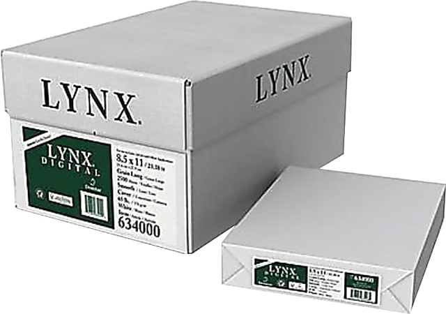 Domtar Lynx Digital Cover Paper, Letter Size (8-1/2" x 11"), 96 Brightness, 65 Lb, White, 250 Sheets Per Ream, Case Of 10 Reams