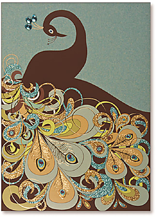 Viabella Blank Note Greeting Card, Peacock, 5" x 7", Multicolor