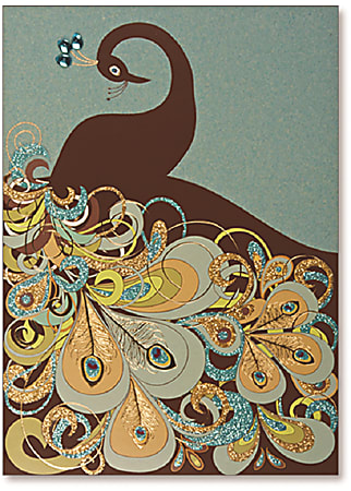 Viabella Blank Note Greeting Card, Peacock, 5" x