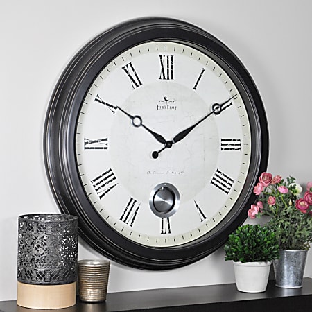 FirsTime® Adair Round Wall Clock, 24", Oil-Rubbed Bronze