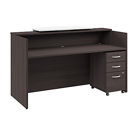 Bush Business Furniture Arrive 72"W Reception Desk with Counter and Mobile File Cabinet, Storm Gray, Standard Delivery