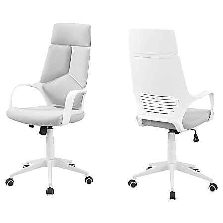 Monarch Specialties High-Back Office Chair, Gray/White