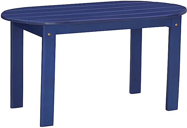 Linon Troy Outdoor Coffee Table, 18-1/8"H x 35-1/4"W x 18-1/8"D, Blue