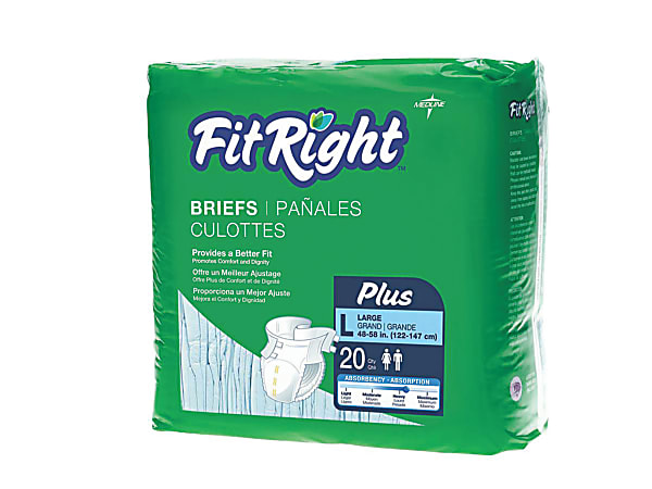 FitRight Plus Disposable Briefs, Large, 48 - 58",