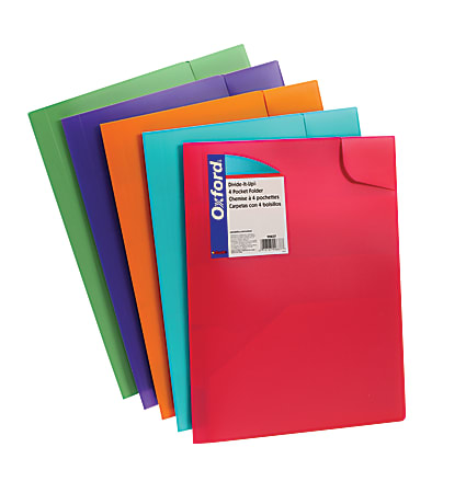 Oxford® Divide-It-Up 4-Pocket Folder, Assorted Colors