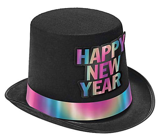 Amscan 251196 Happy New Year Illuminating Top Hat, Black