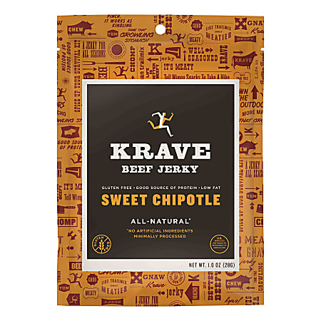 KRAVE Jerky Sweet Chipotle Beef Jerky, 1 Oz, Pack Of 18