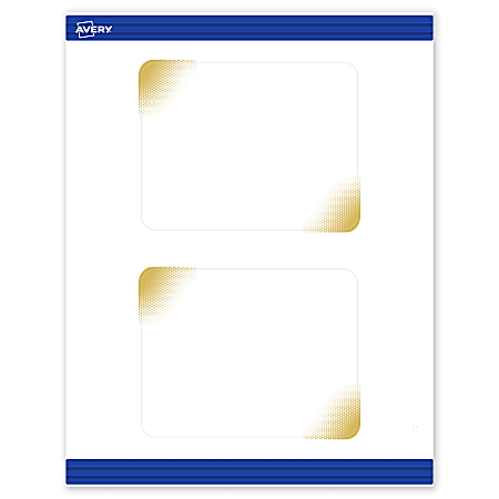 Avery® Printable Postcards With Sure Feed® Technology, 4-1/4" x 5-1/2", Matte White With Preprinted Gold-Blush Pattern, Pack Of 20